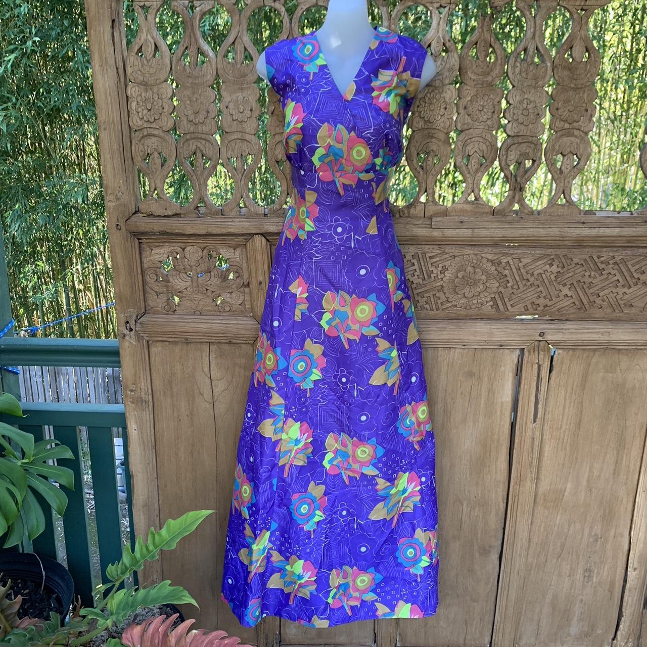 Vintage 70s Handmade Purple Floral Maxi Depop