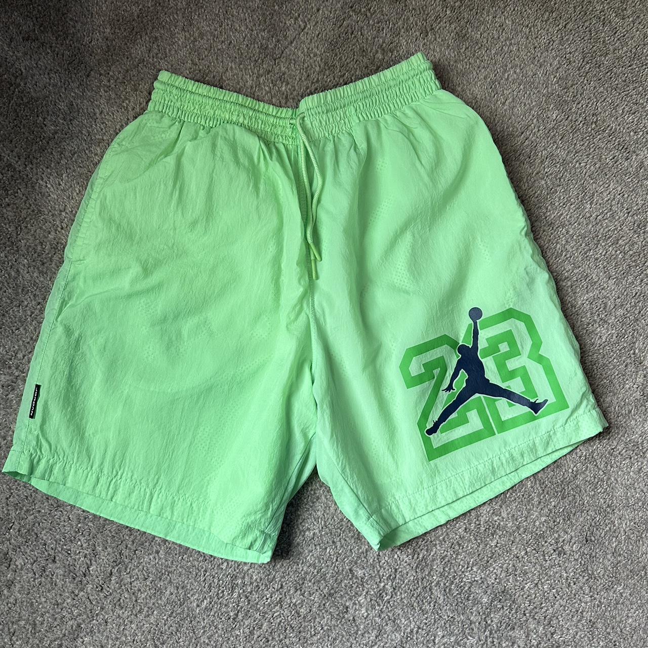 Jordan Men's Green and Blue Shorts Depop