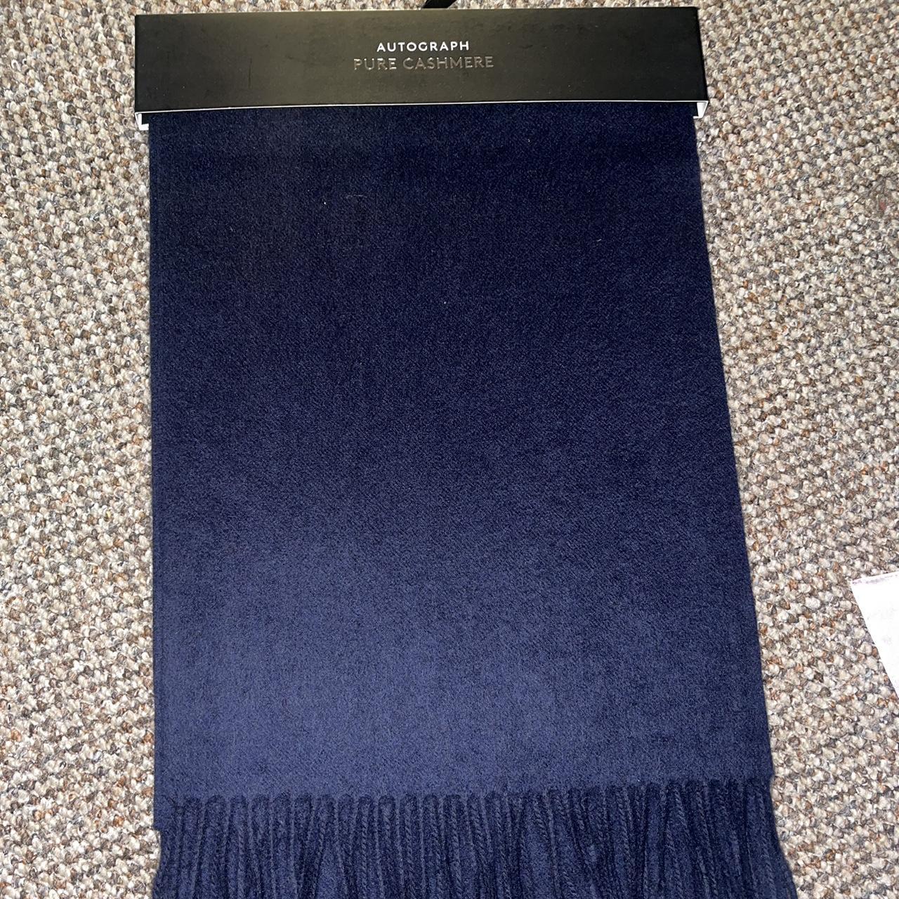 M&S Men's Autograph Cashmere Scarf Navy Blue New... Depop