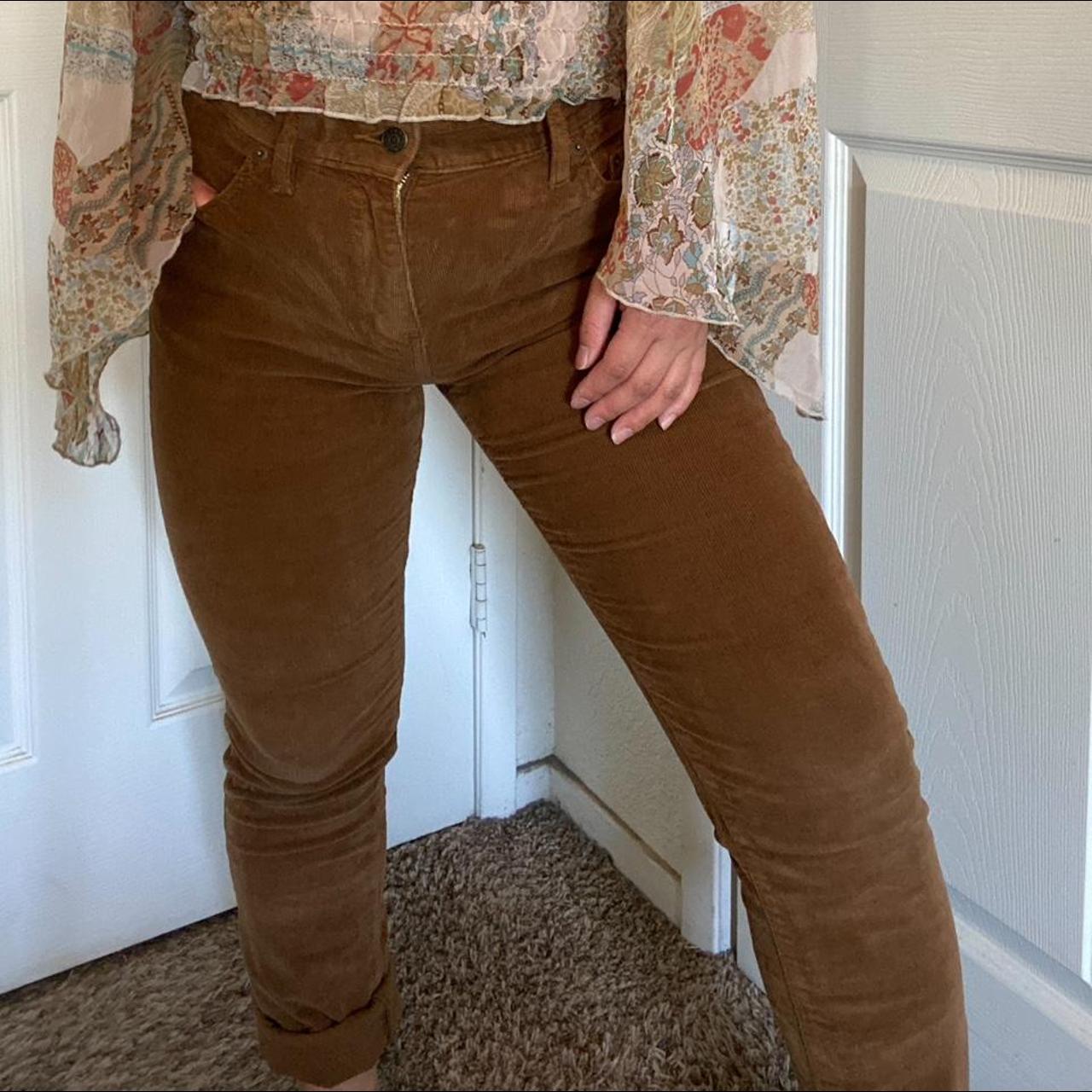 BROWN CORDUROY PANTS super soft lowrise pants  Depop