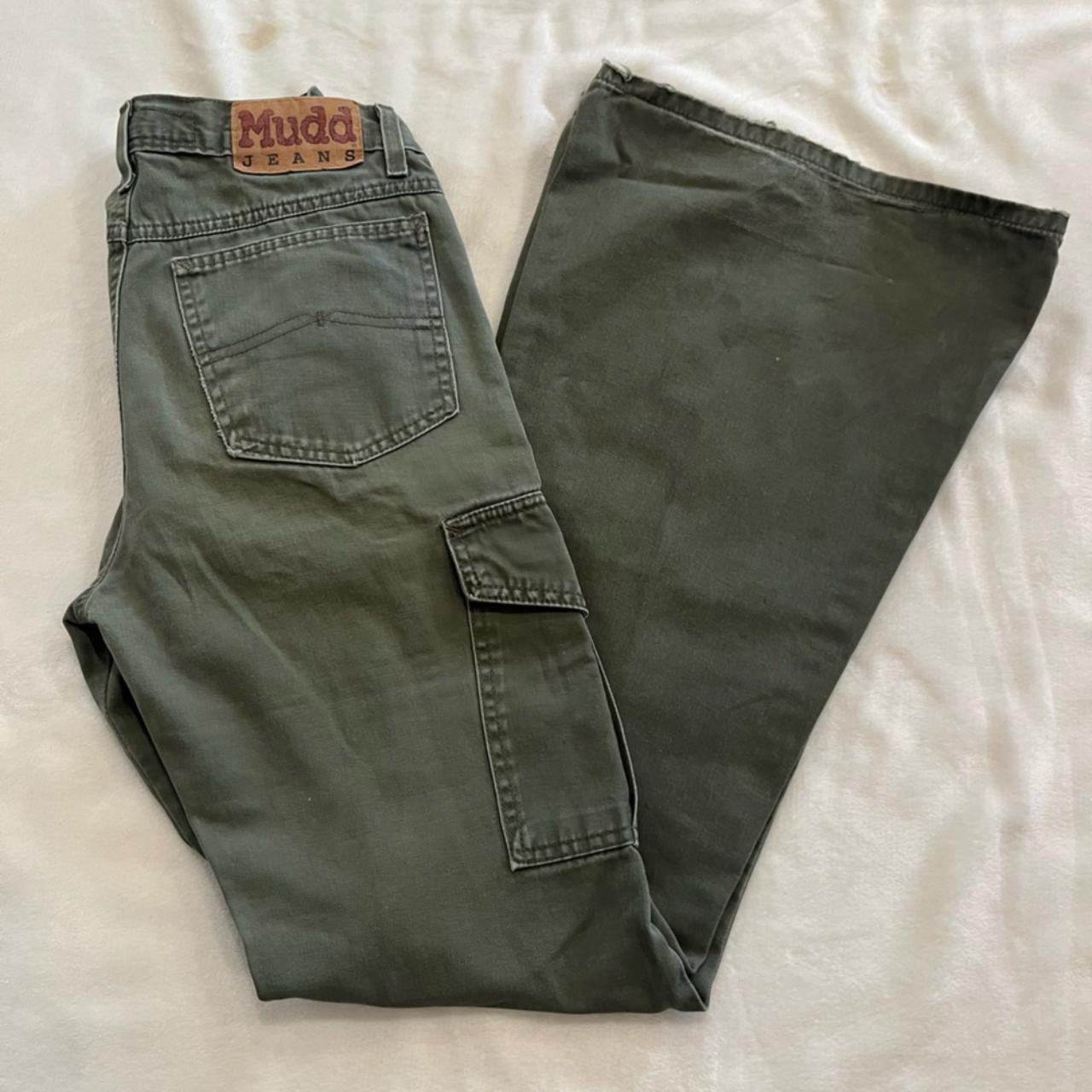 Mudd Y2K Olive Green Flare Cargo Pants Jeans Size... - Depop