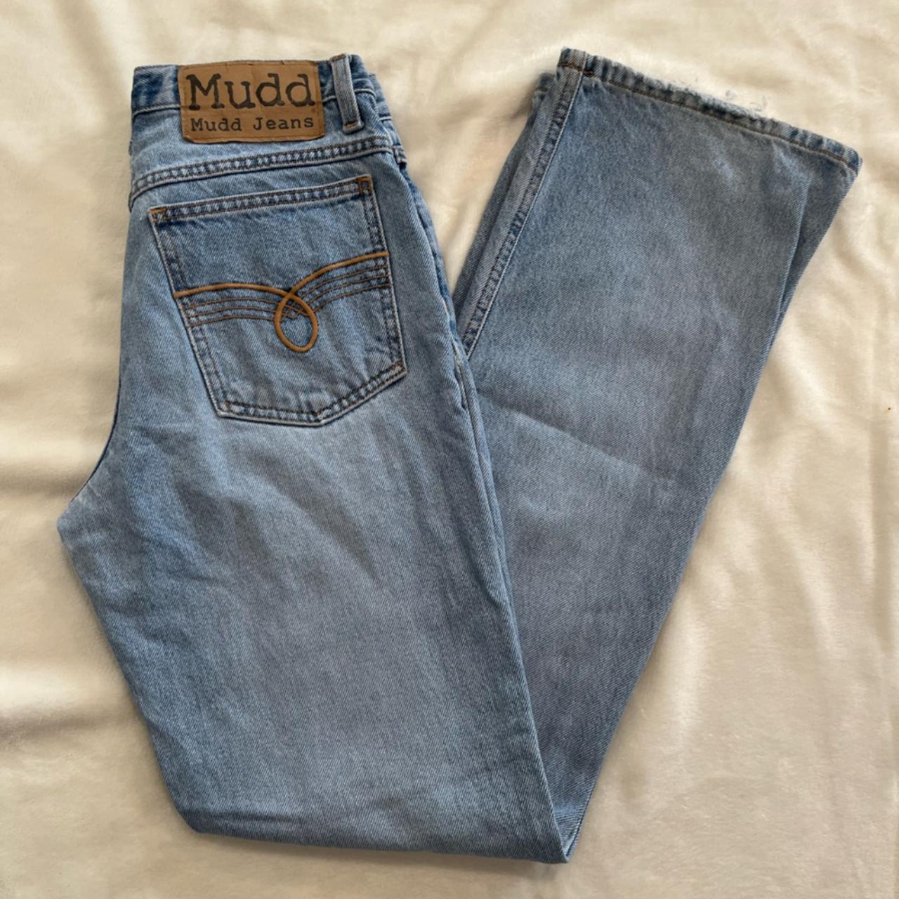 Mudd Y2K Low Waisted Light Wash Flare Jeans Size... - Depop