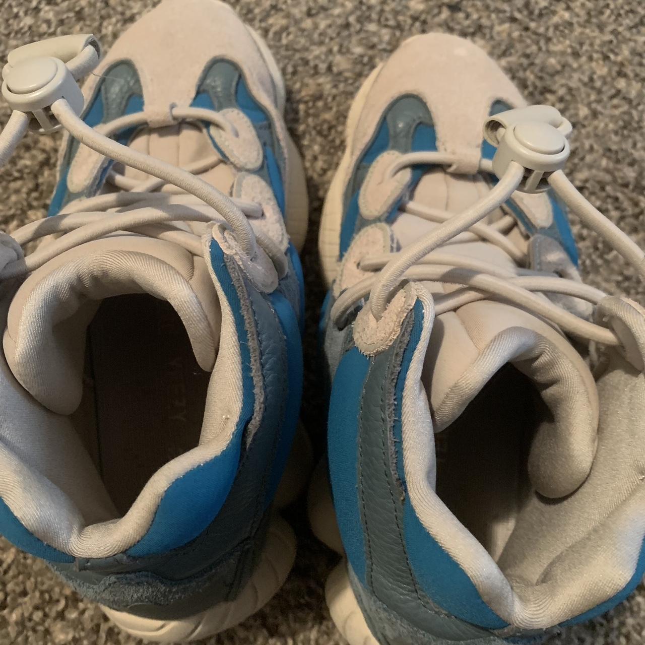 yeezy 500 high frosted blue on feet