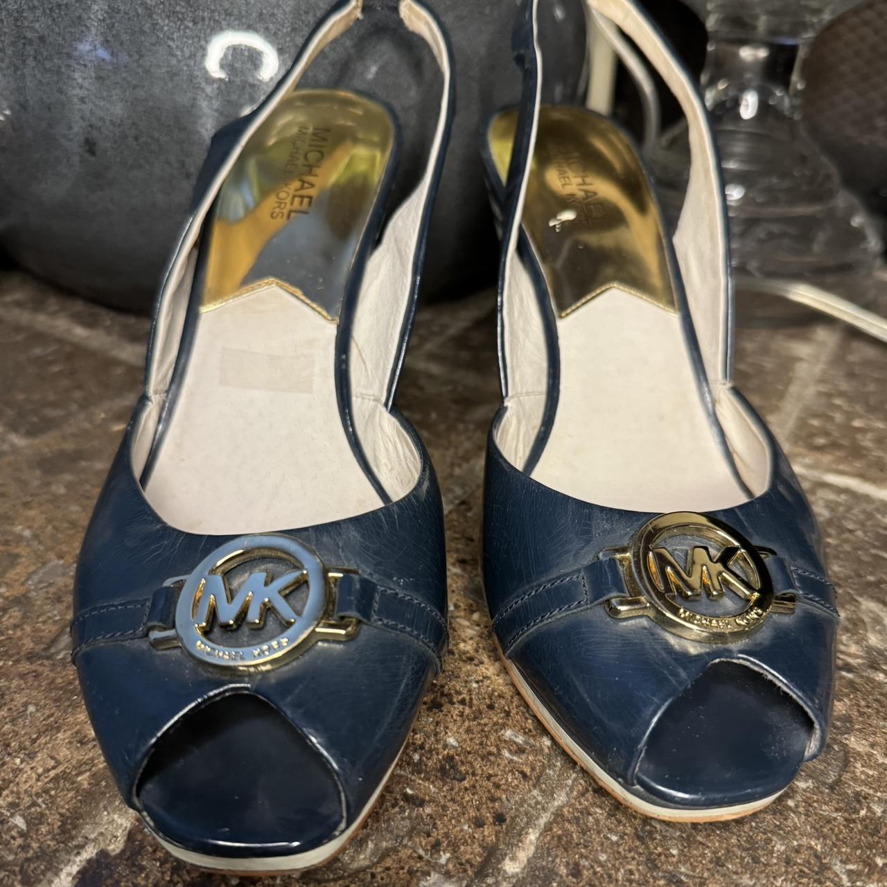 Michael Kors navy patent wedges Some cleaning needs