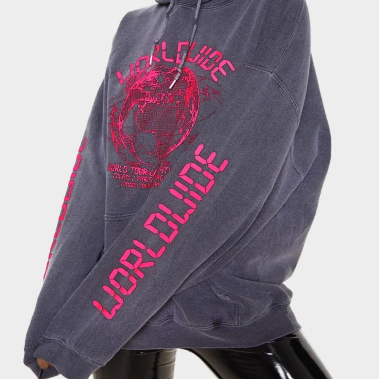 Vintage Oversized Gray and Neon Pink Worldwide