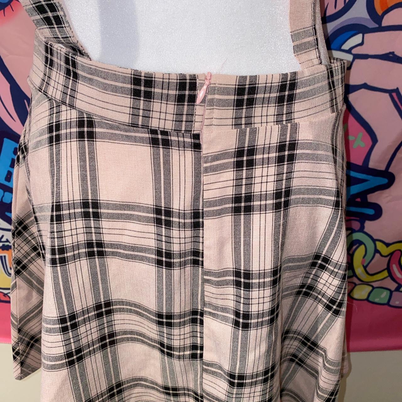 💕PINK AND BLACK PLAID OVERALLS SKIRT DRESS💕 💕This... - Depop