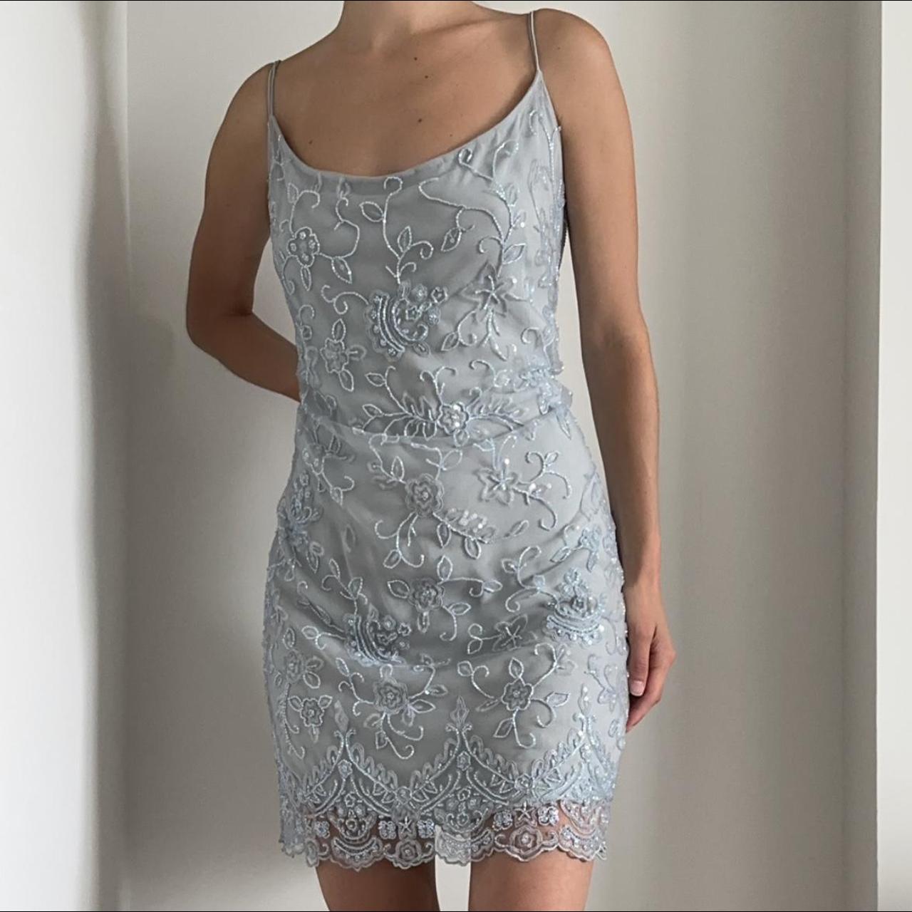 Badgley store Mischka Silver Sleeveless Mini Dress Size 12