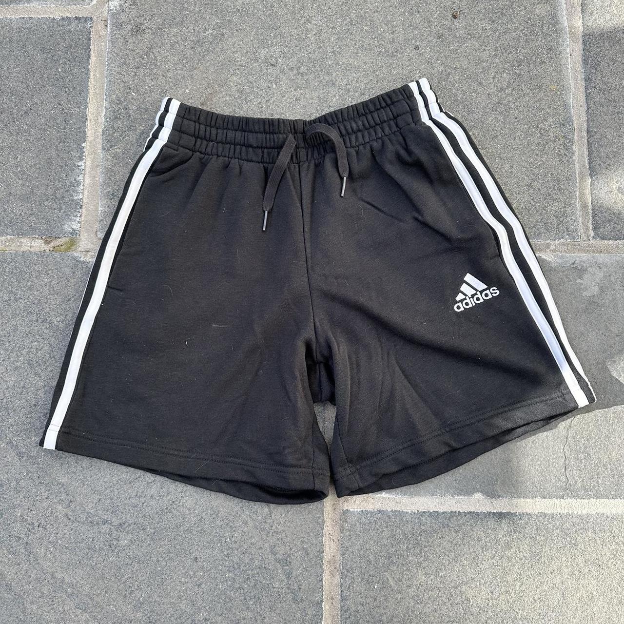 Adidas black class three stripe jogger shorts nice. Depop