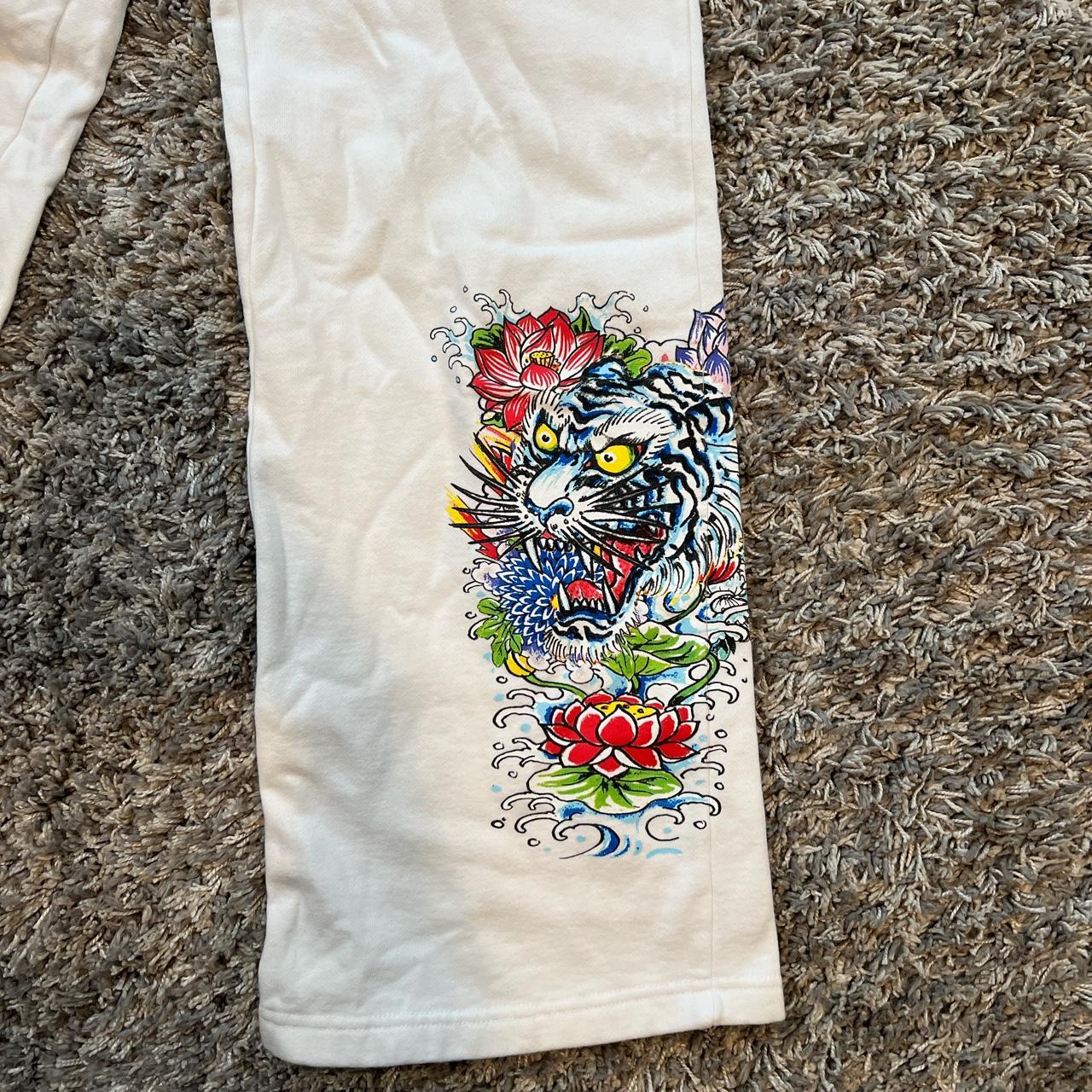 Ed Hardy White Flare Sweatpants Edhardy Depop   P0 