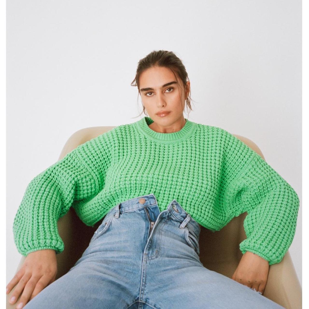 Ladies Jumper Green Sweater Zara Neon Green Jumper Zara Online