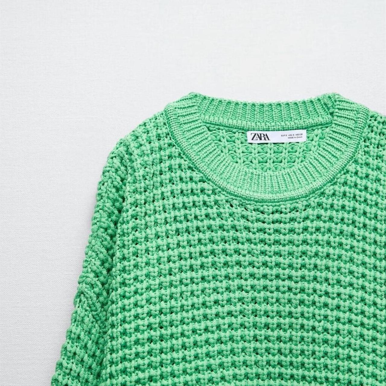 Zara Knit Sweater Neon Green Jumper Zara Zara Purl Knit Sweater In