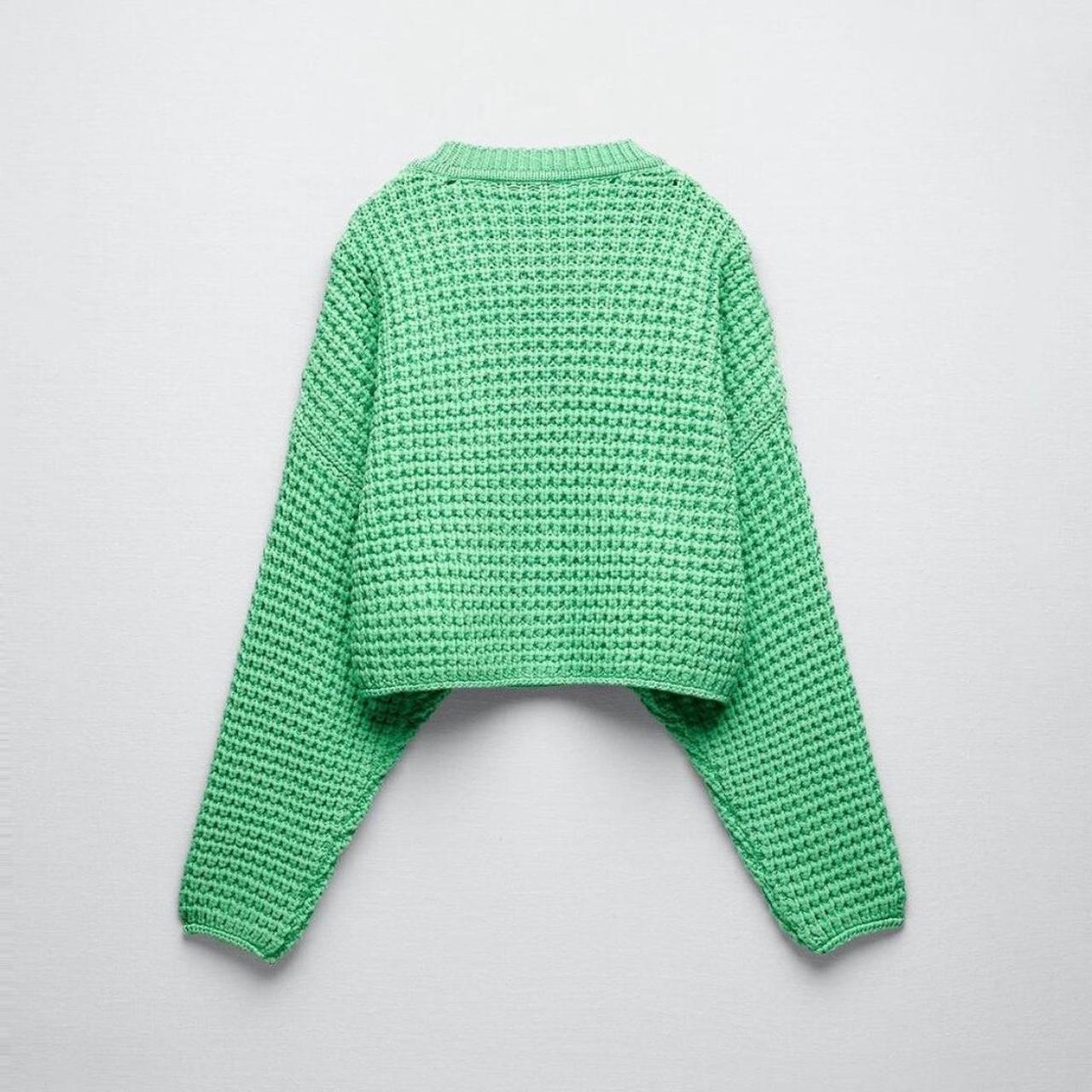 zara purl knit sweater in pastel green Depop
