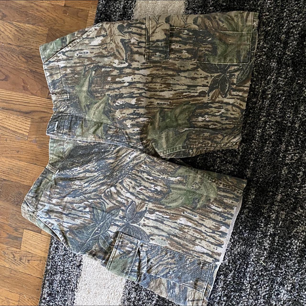 Vintage real tree camo shorts. Distressed cut at... - Depop