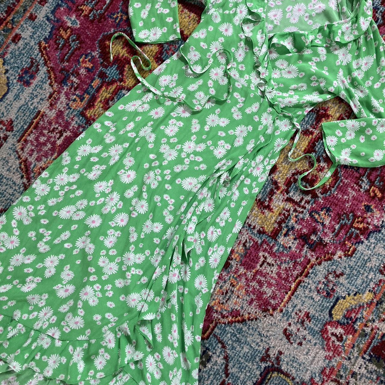 Rixo Women's Green and Pink Dress Depop