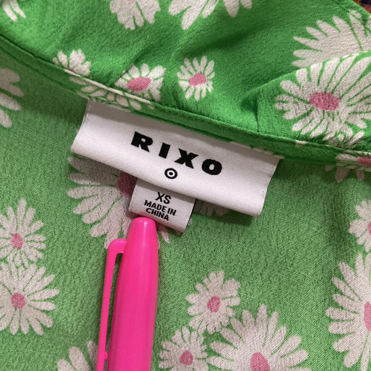 Rixo Women's Green and Pink Dress Depop