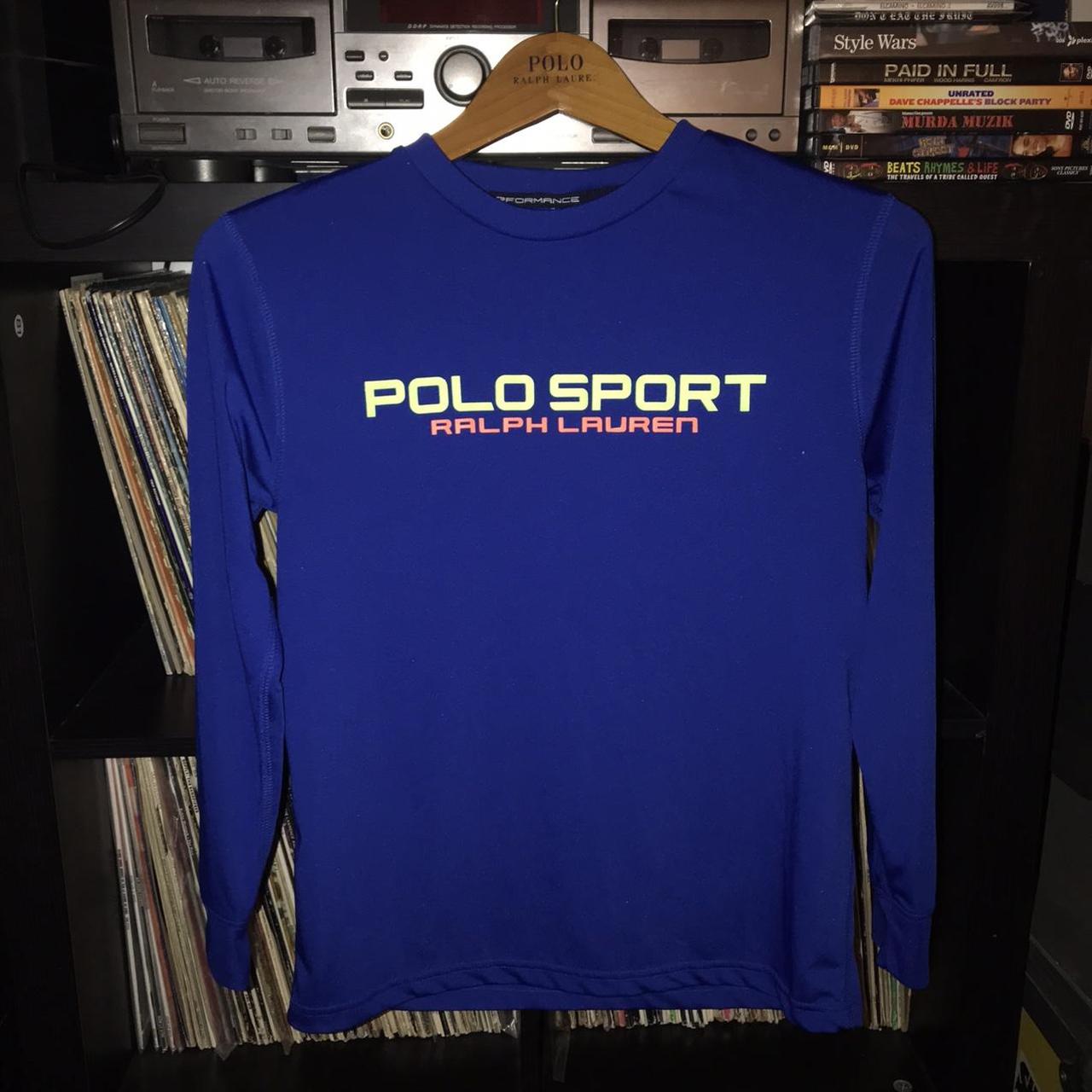 Polo Sport Women's Blue and Green Tshirt Depop