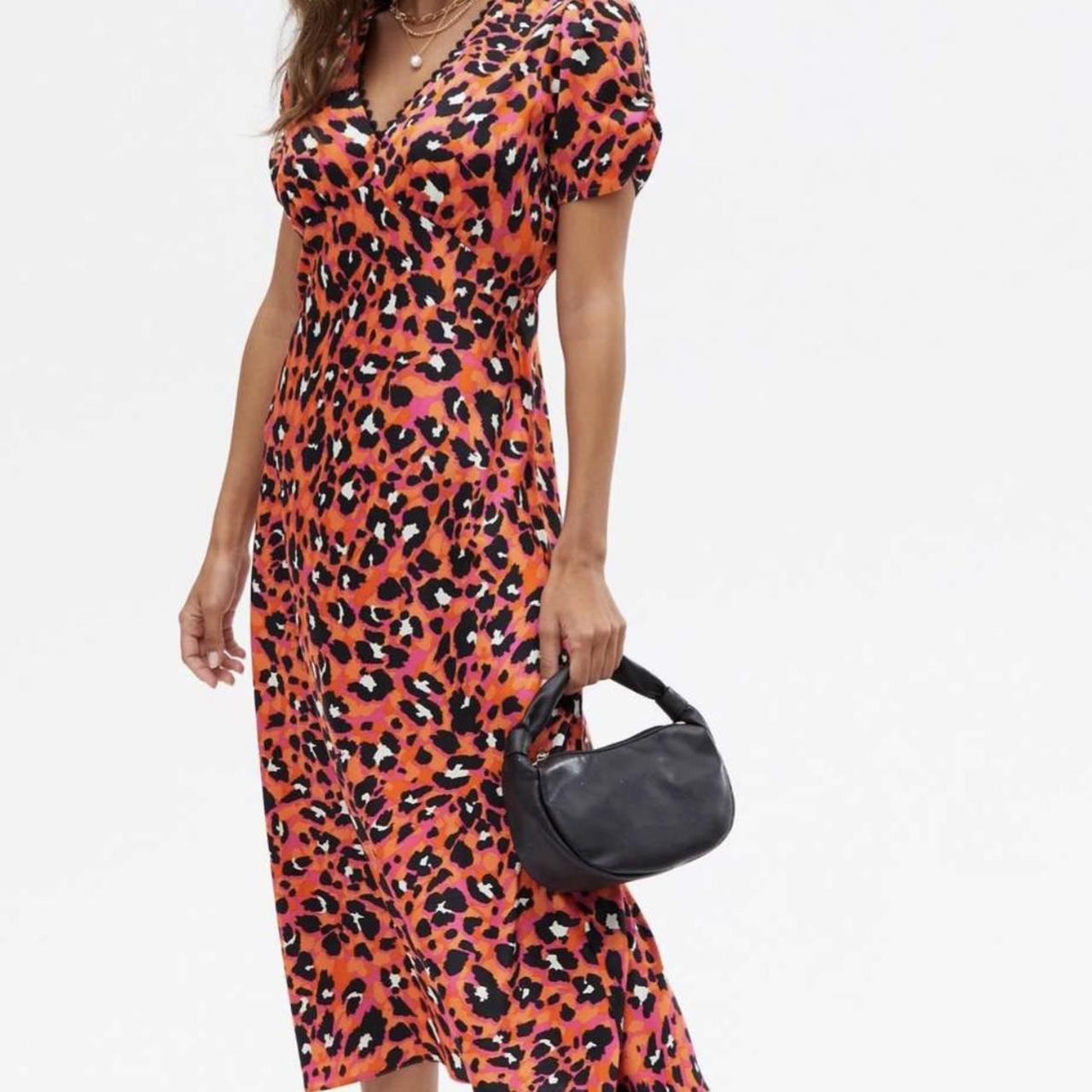 New Look Orange/Pink Leopard Print Dress 🧡🩷🐆 Size 12