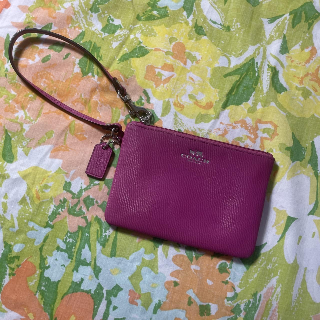 Bright Pink Leather 2024 Coach Wristlet