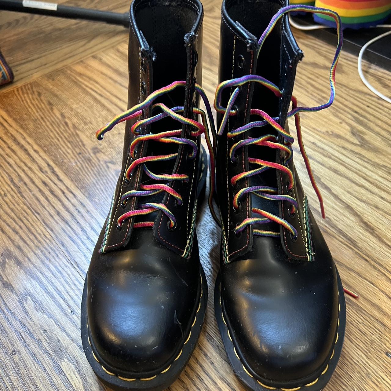 Pride Doc martins with rainbow laces Size 5