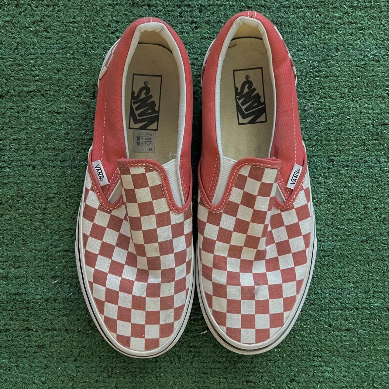 Womens red and on sale white checkerboard vans