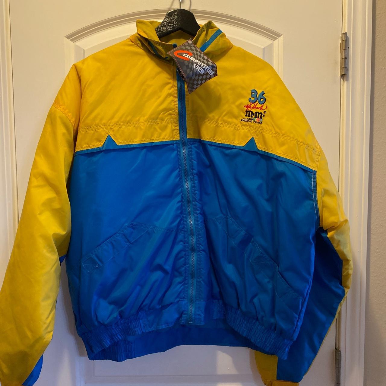 NASCAR Men's Yellow and Blue Jacket | Depop