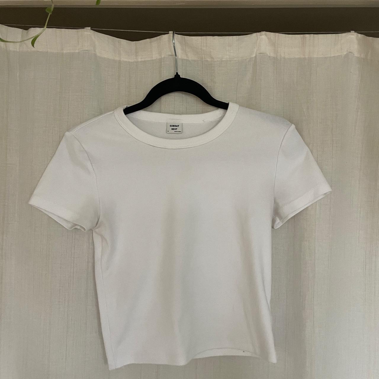 white sunday best little ribbed t-shirt excellent... - Depop