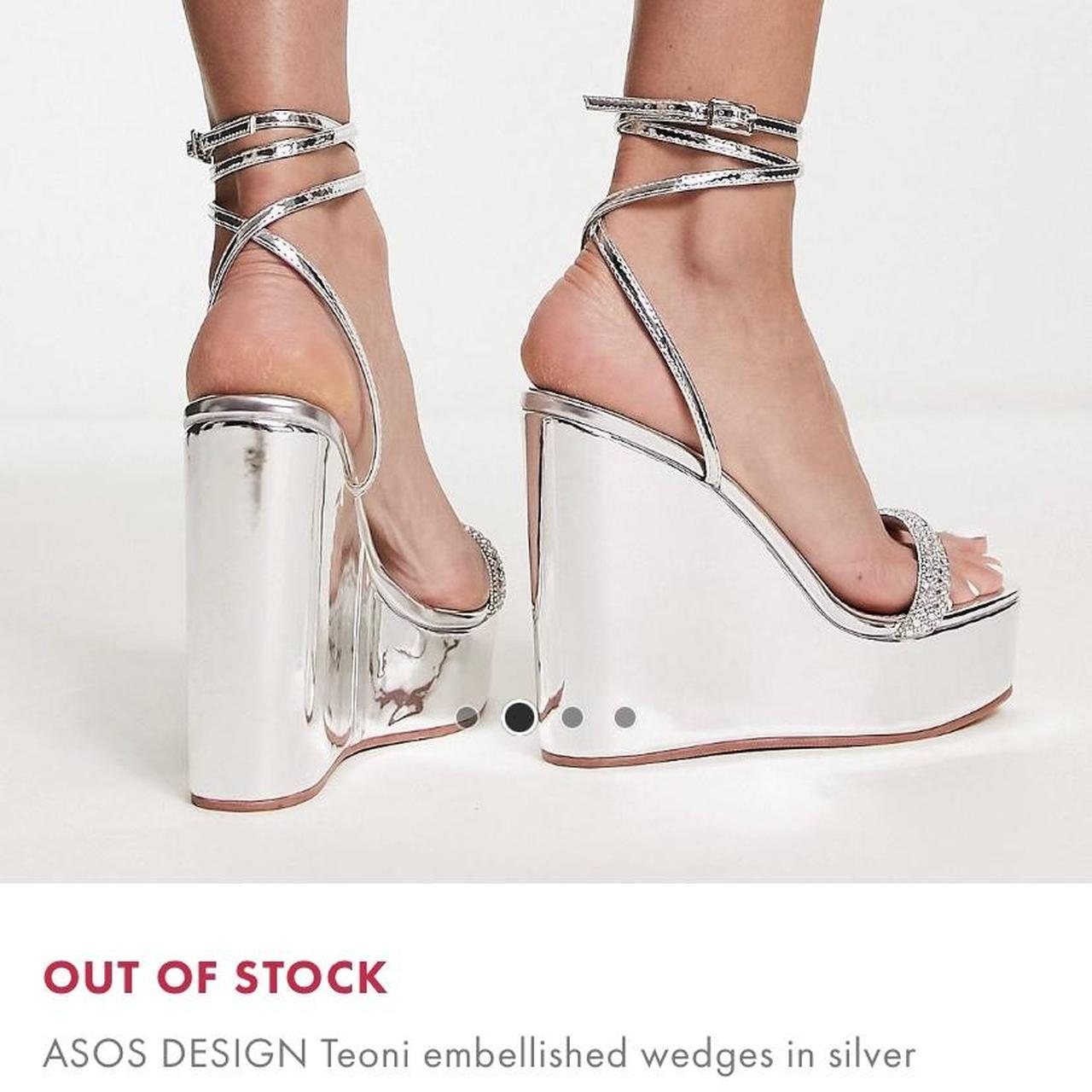 NEW! ASOS WIDE FIT Silver Snake Platform | Asos, Sandals heels, Block heels  sandal