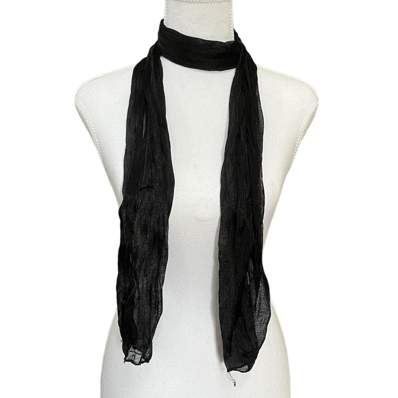 black y2k thin scarf perfect for layering and adding... Depop