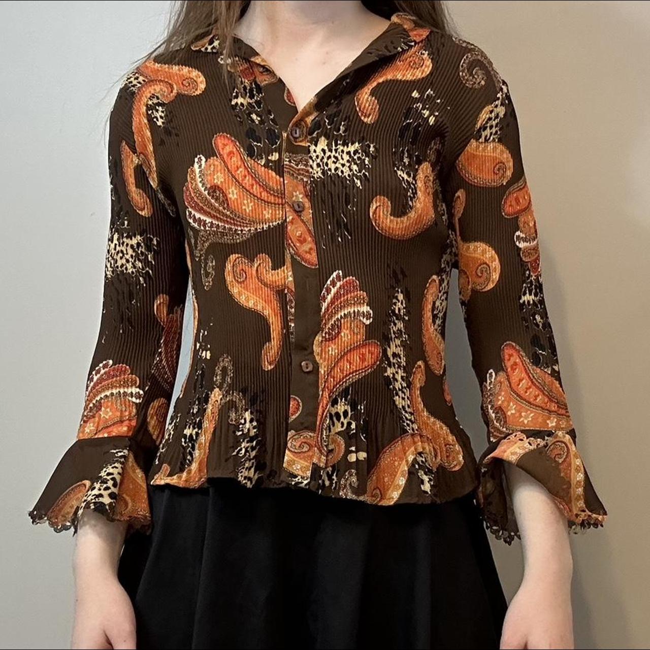 Women S Brown And Orange Blouse Depop