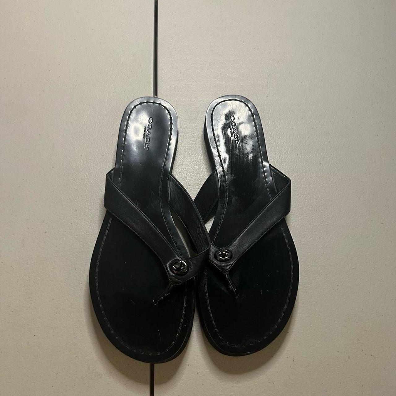 Great used condition black coach Shelly flip flop Depop