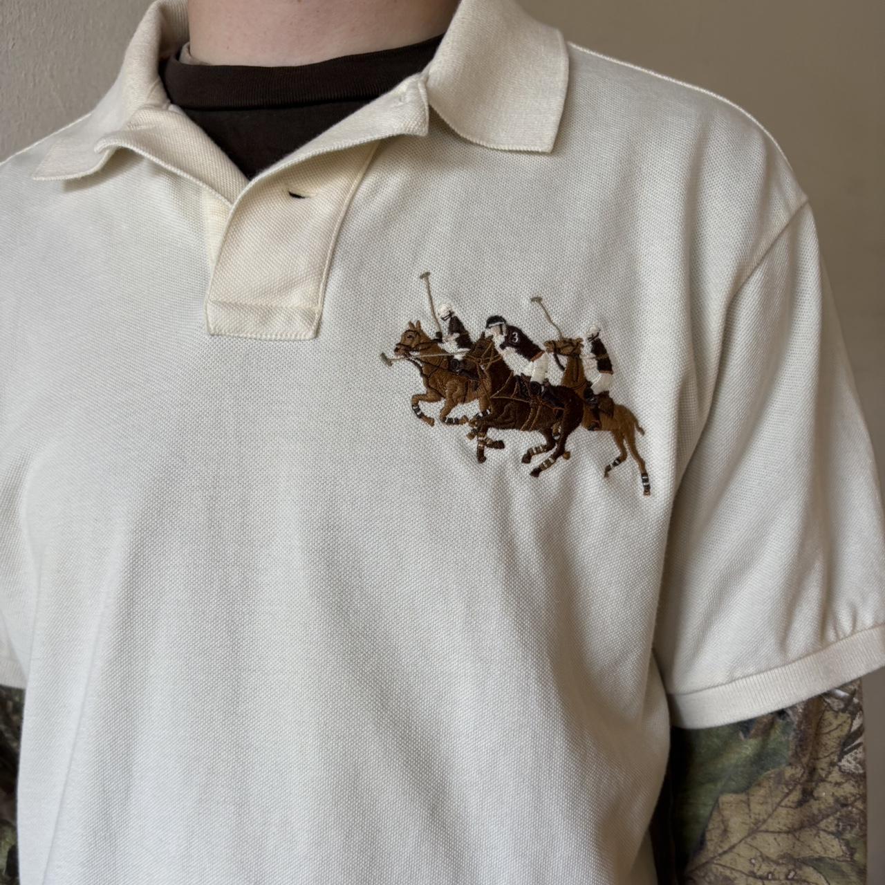 Polo Ralph Lauren Men's Polo shirt - Cream/White … - image 3