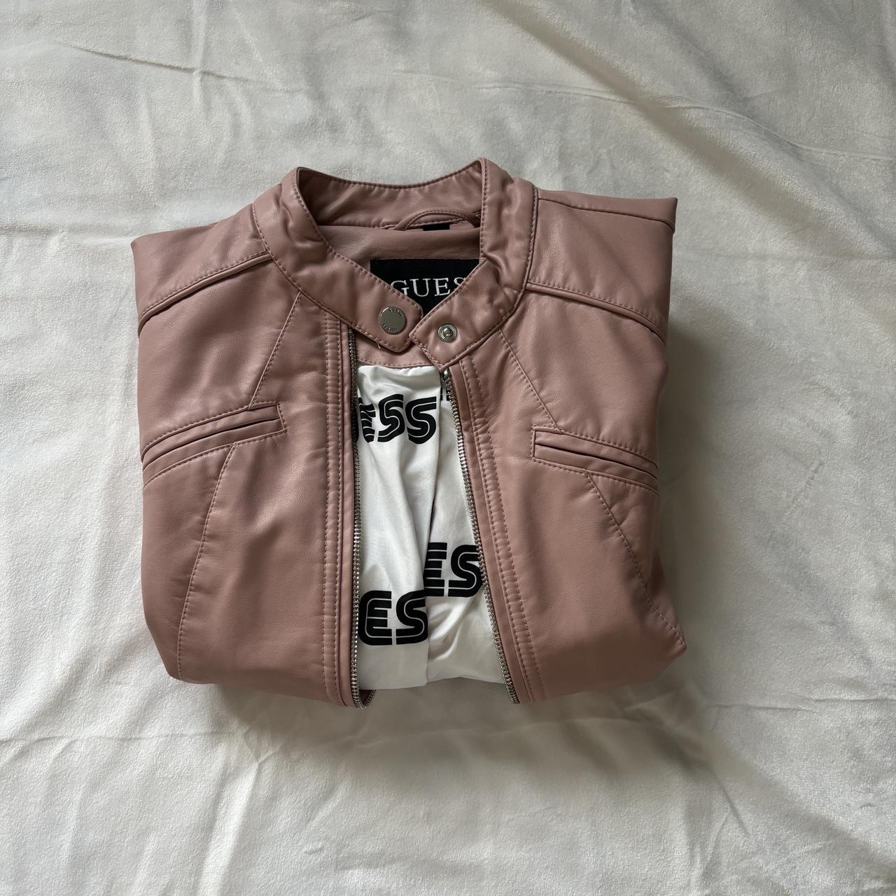 Guess pink store faux leather jacket