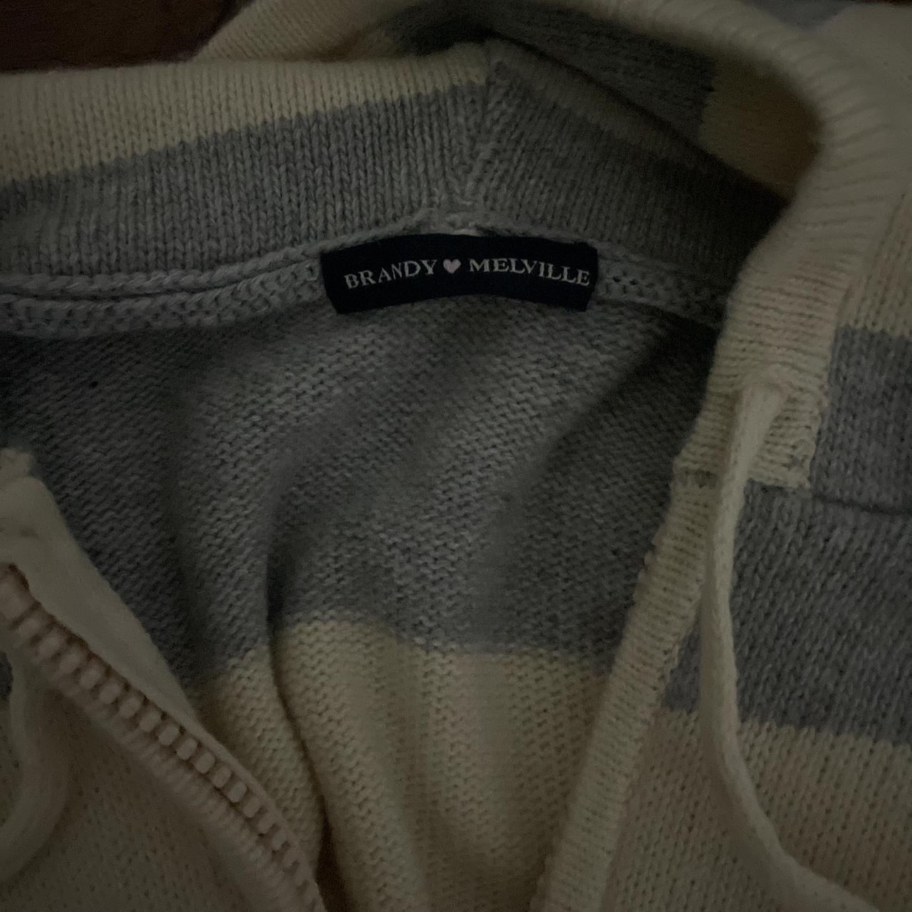 Brandy Melville Grey and white striped zip up... Depop