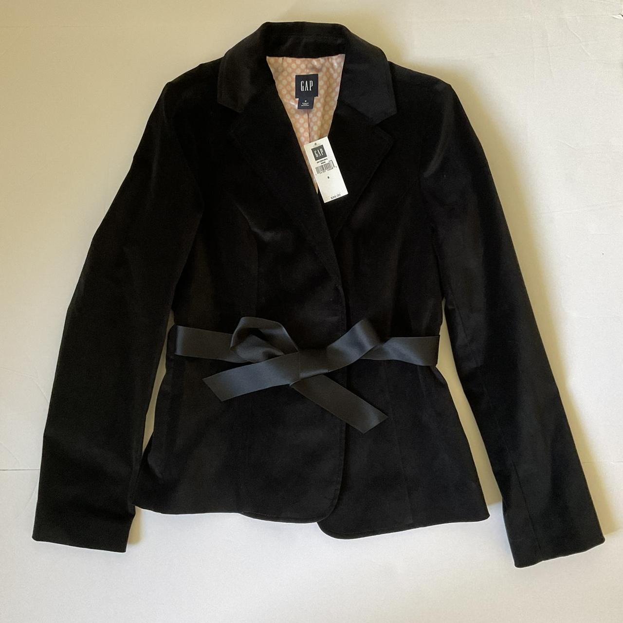 GAP velvet blazer with satin tie, fully lined, pink... - Depop