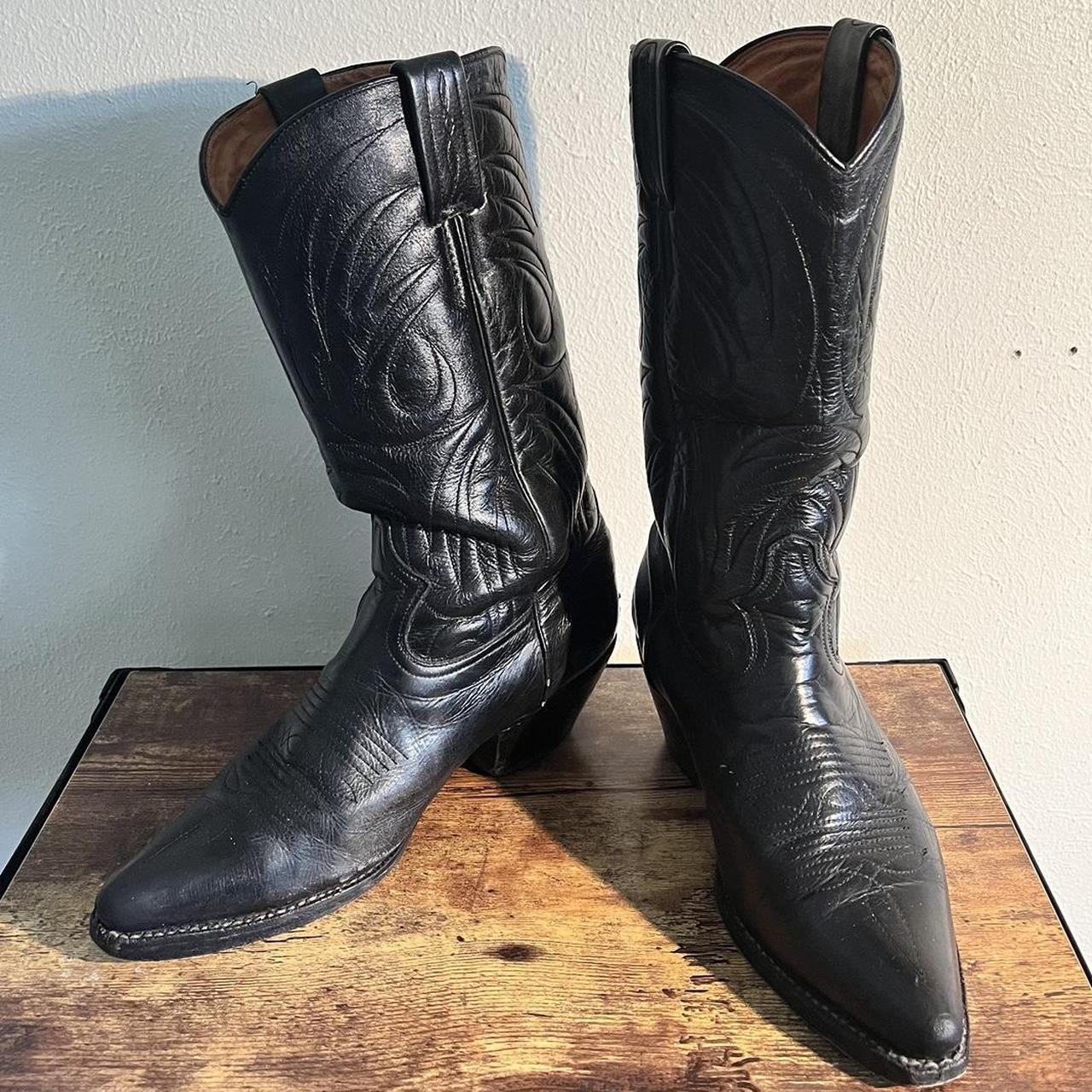 Tony Mora black cowboy boots. High gloss finish to... - Depop