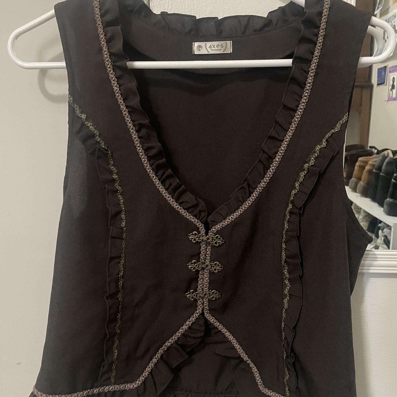 cutest axes femme vest! adjustable waist w/ tie in... Depop