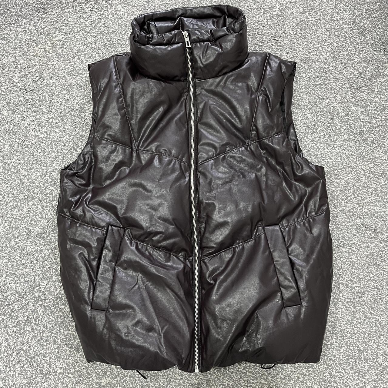 Zara brown leather body warmer. Size ML Worn a... Depop