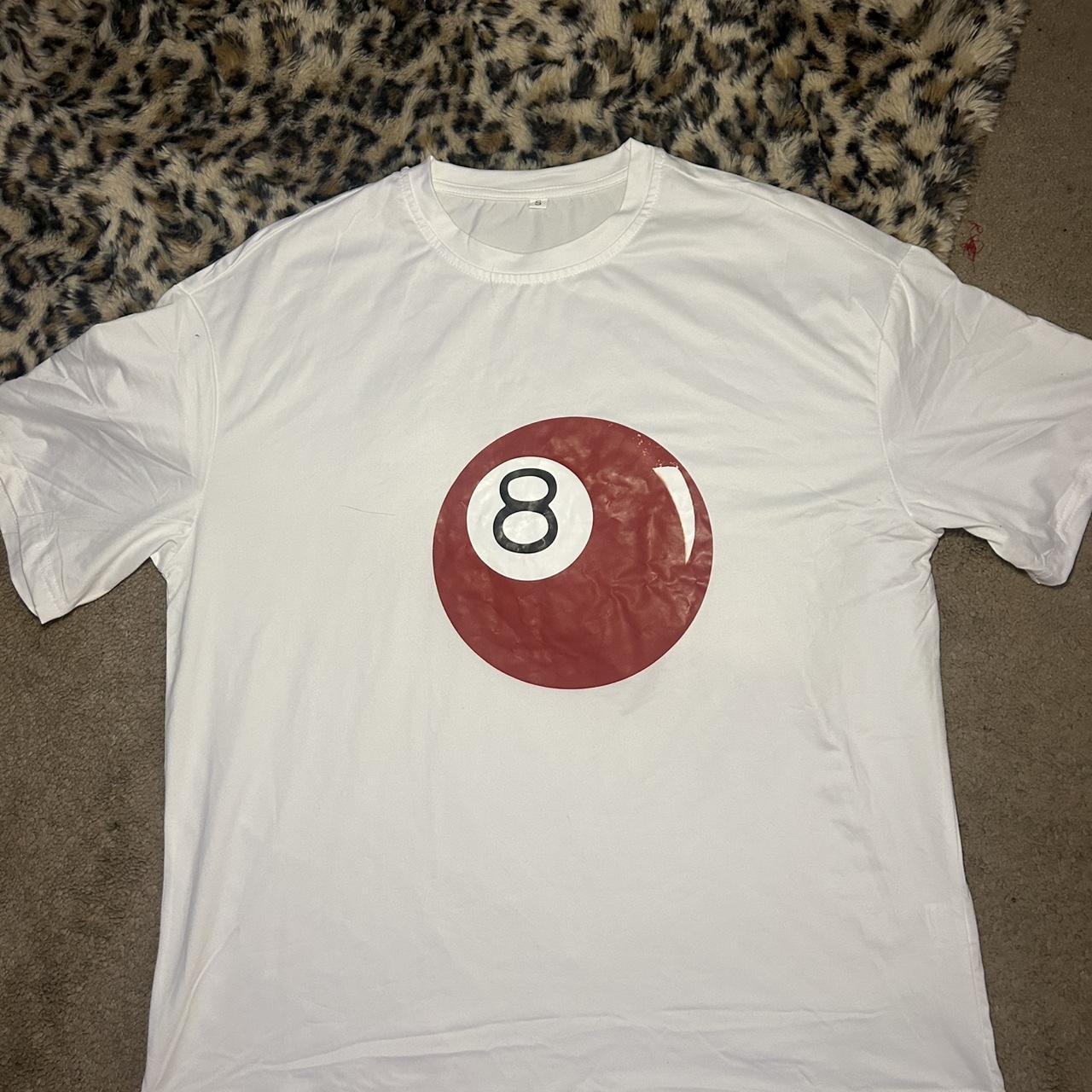 White and red vintage 8 ball graphic tee skater Depop