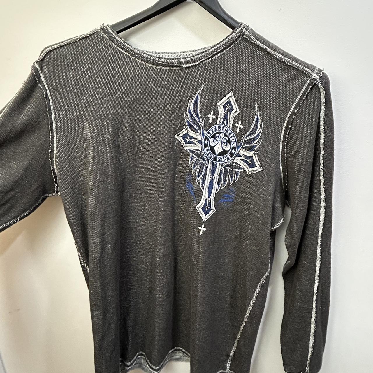 Affliction Men's T-shirt Grey XXL – Grey and dark grey