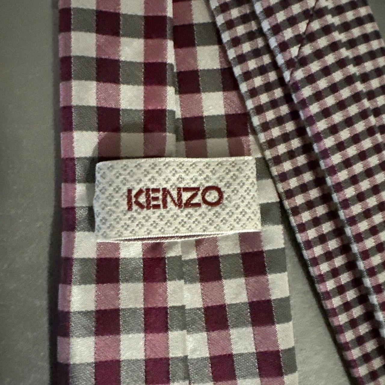 Kenzo Italian Men's Plaid Designer Tie 100% Silk... - Depop