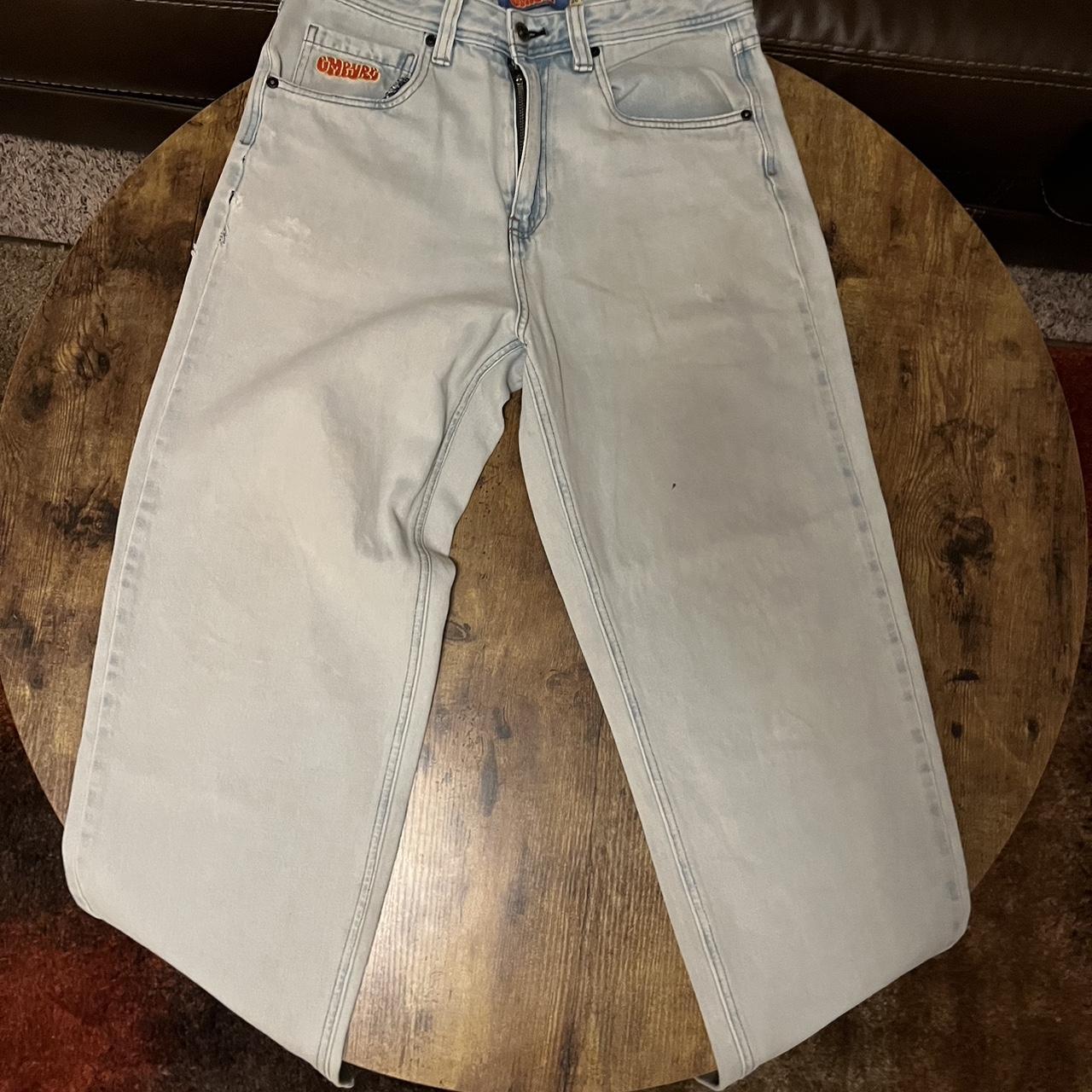 Empyre Men's White and Blue Jeans Depop