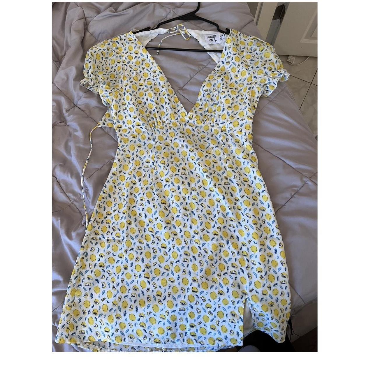 Princess Polly Women's Blue and Yellow Dress | Depop