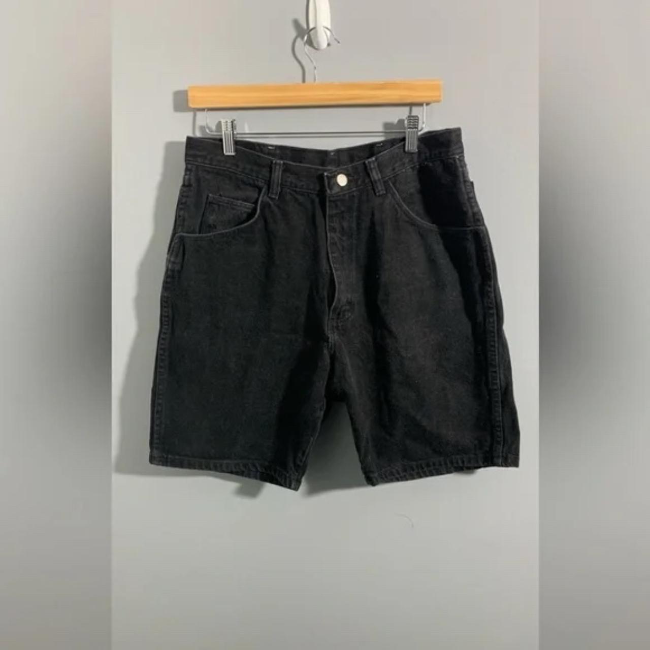 Wrangler Black denim brumuda shorts - Depop