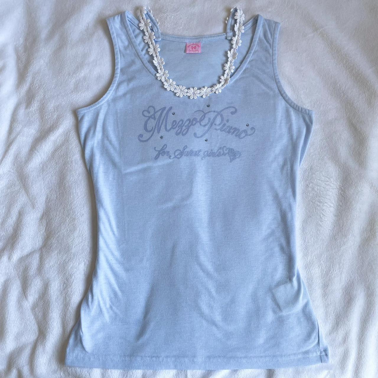 blue mezzo piano cami with jewels and flowers so... - Depop