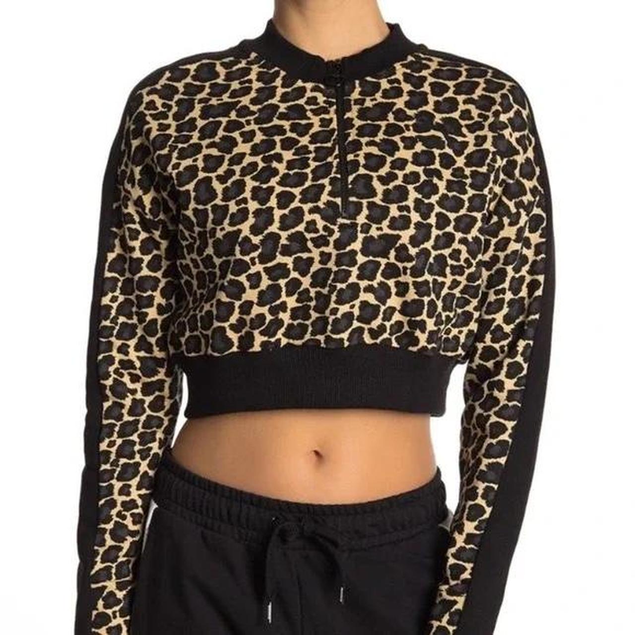 Puma Wild Pack leopard 1 2 zip cropped jumper Size Depop