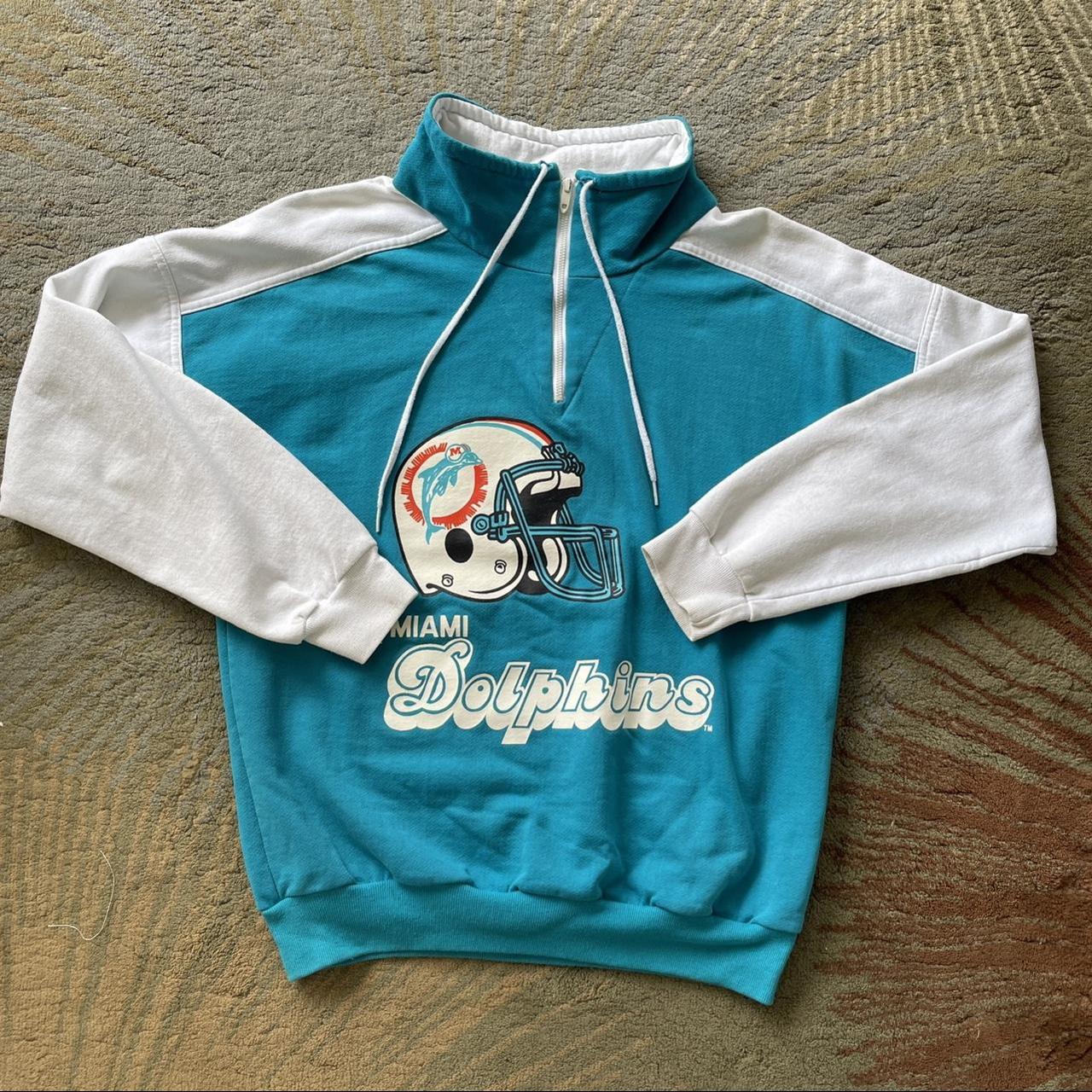 Vintge Miami dolphins sweatshirt // 90s 80s Grey - Depop