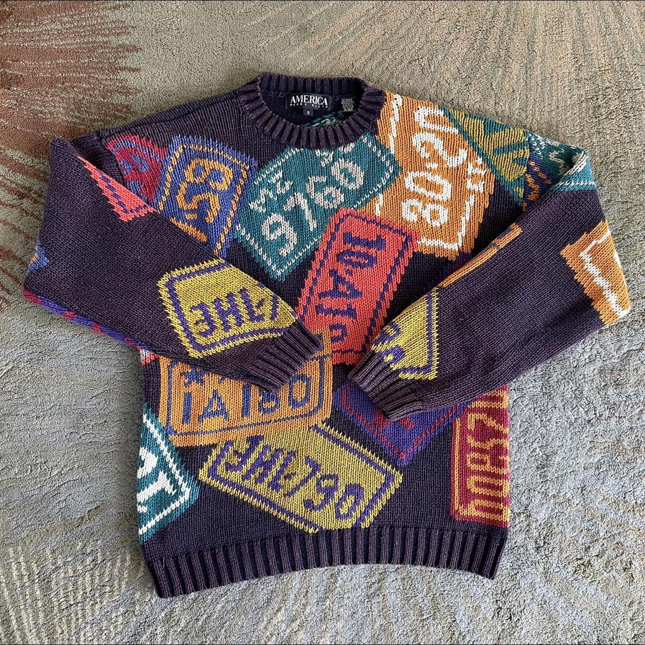 American Vintage Men's Purple and Yellow Sweatshirt