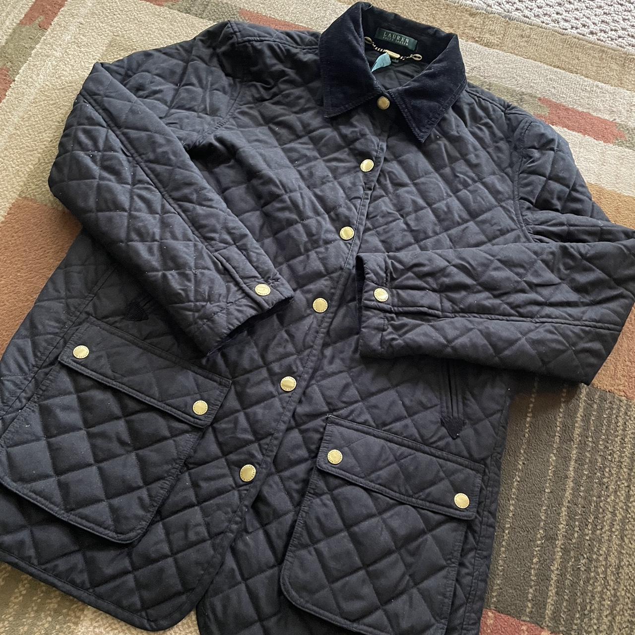 Ralph Lauren Black Corduroy Collar Quilted Jacket |... - Depop