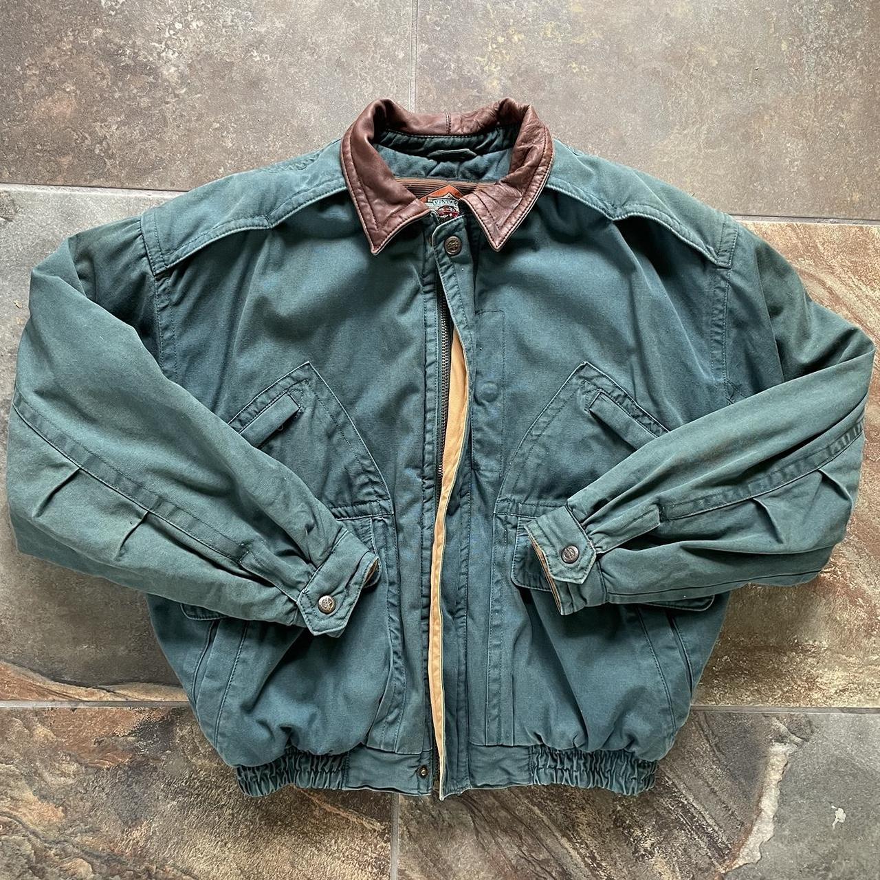 Vintage Leather Collar Utility Jacket |... - Depop