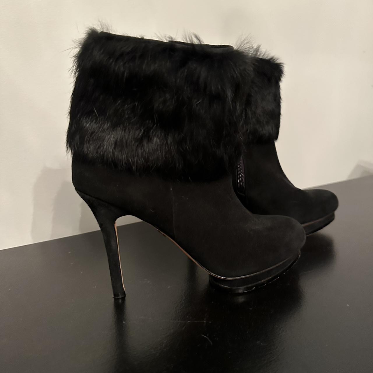 BCBGMAXAZRIA black suede booties with fur Depop